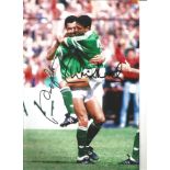 Paul McGrath and Chris Hughton Ireland Signed 12 x 8 inch football photo. Good Condition. All