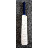 Cricket multi signed miniature bat signed by 11 ex England players such as Roger Tolchard, Graham