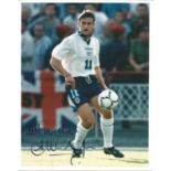 Andy Hinchcliffe signed 10x8 colour photo pictured playing for England. Good Condition. All
