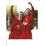 Patrick Berger and Vladimir Smicer Liverpool Signed 10 x 8 inch football photo. Good Condition.