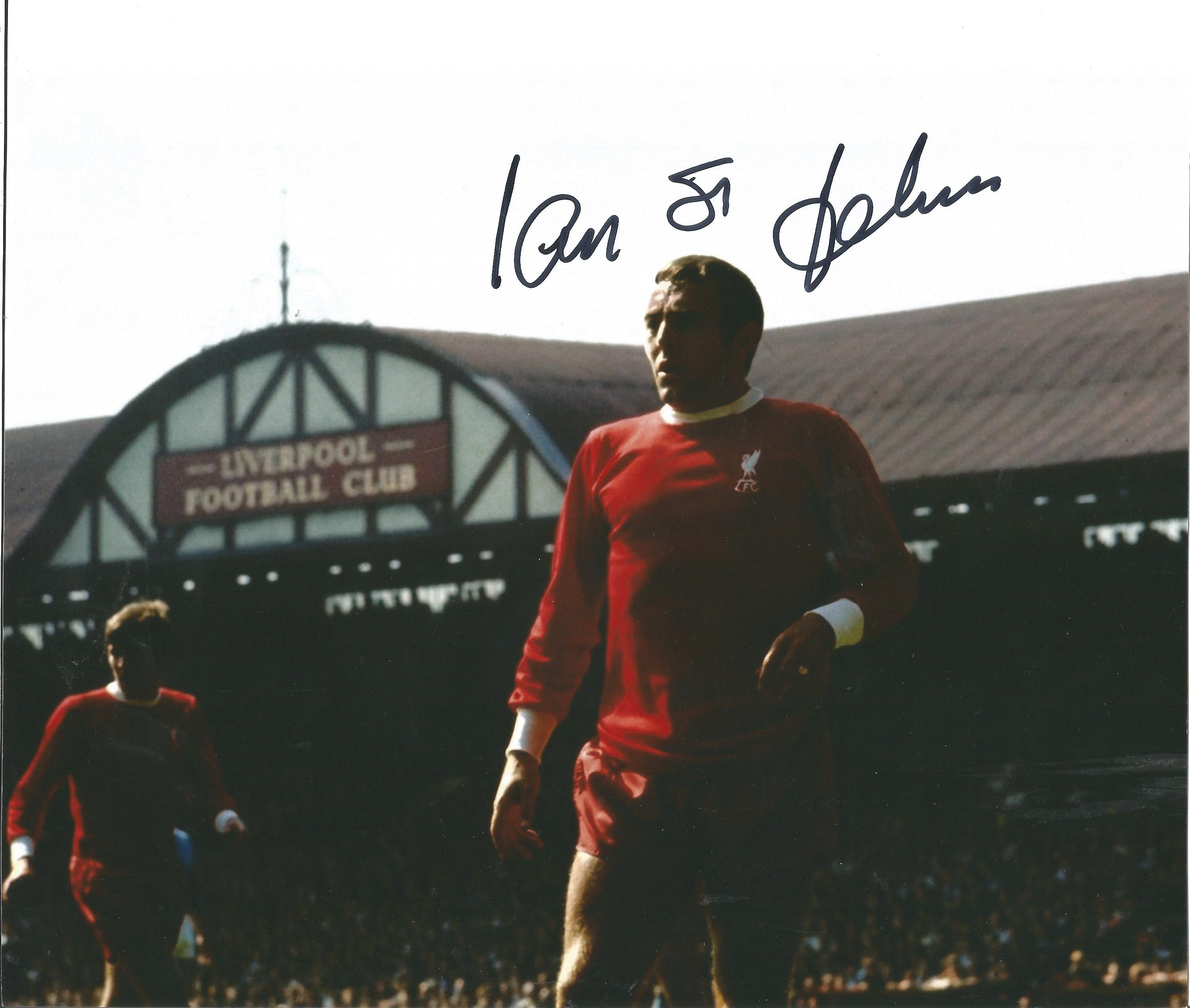 Football Ian St John signed 10x8 colour photo pictured while playing for Liverpool. Ian St John (