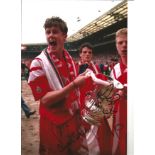 Steve McManaman and David Burrows Liverpool signed 12 x 8 football colour photo . Good Condition.