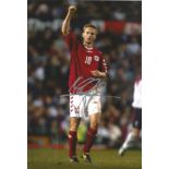 Martin Jorgensen signed 12x8 colour photo pictured while playing for Denmark. Good Condition. All