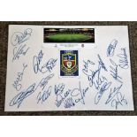 Football Tottenham Hotspur multi signed large piece of card approx 23 x16 with an illustration of