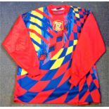 Football Jim Leighton match worn Scotland international shirt presented in person to the vendor by