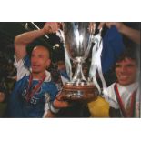 Football Gianluca Vialli signed 12x8 colour photo pictured celebrating while with Chelsea. Good