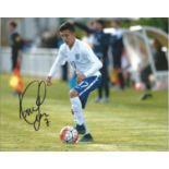 Ian Poveda signed 10x8 colour photo pictured in action for England U20s. Good Condition. All