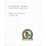 Football Blackburn Rovers Football and Athletic Company Limited report and accounts booklet for