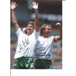 Norman Whiteside and Sammy McIlroy Northern Ireland Signed 10 x 8 inch football photo. Good