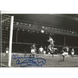 Football Malcolm Macdonald 12x8 Signed B/W Photo Pictured Scoring One Of His Five Goals For