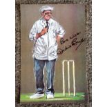 Cricket Dickie Bird 19x12 signed colour print signed in black marker by the legendary cricket