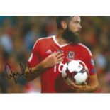 Joe Ledley Wales Signed 12 x 8 inch football photo. Good Condition. All autographs come with a