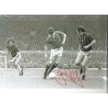 Gordon Hill signed 12x8 black and white photo pictured in action for Manchester United. Good