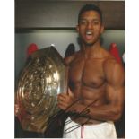Nani signed 10x8 colour photo pictured with the community shield while with Manchester United.
