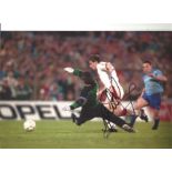 Mark Hughes Man United Signed 12x 8 inch football colour photo. All autographs come with a