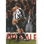 Peter Beardsley and John Beresford Newcastle Signed 12 x 8 inch football photo. All autographs