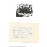 The Golden Gate music band signed card, five autographs inc Glenn Burgess, Clyde Wright, Orlando