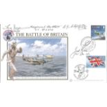 Battle of Britain multiple signed Internetstamps FDC 2004. signed by Five BOB and RAF fighter pilots