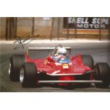 Jody Scheckter signed 10 x 8 inch Ferrari motor racing photo. He competed in Formula One from 1972