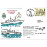 Captain W C McKnight and Lady Bryson Sponsor of HMS Brave signed RNSC(4)22 cover commemorating the