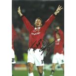 Teddy Sheringham 99 Man United Signed 12 x 8 inch football photo. All autographs come with a