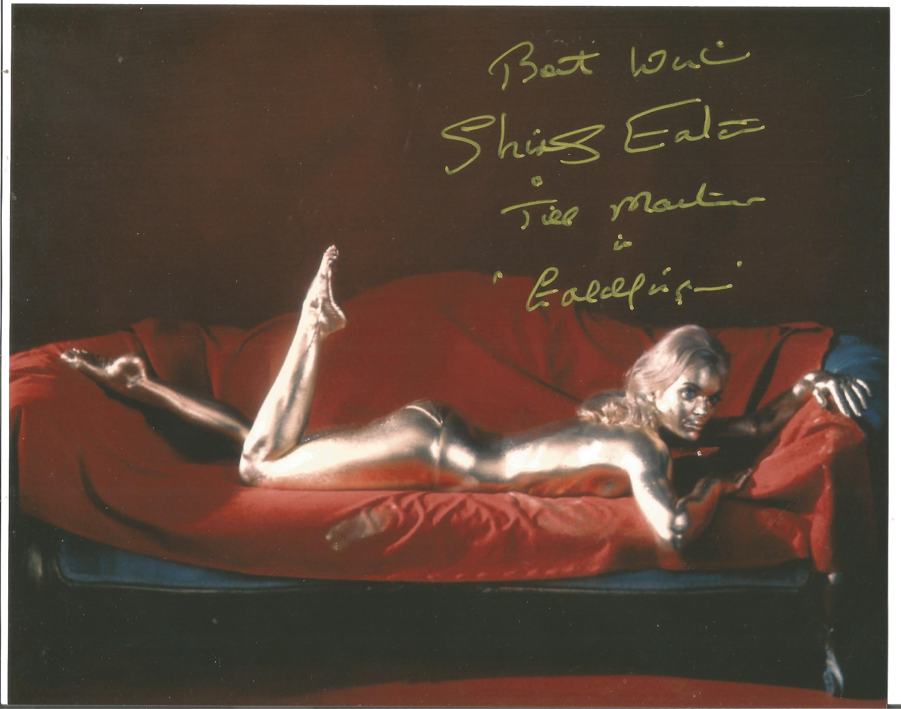 Shirley Eaton signed James Bond Goldfinger colour 10 x 8 inch photo, rare she has added screen