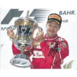 Motor Racing Sebastian Vettel signed 10 x 8 inch colour Bahrain winning trophy photo. He is a four-
