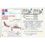 Tom Sopwith Aircraft designers signed 1971 London to Victoria Air race cover. Also signed by three