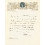 Eugenie Blair signed handwritten letter, 1897 on her own letterhead regarding acting roles. American