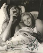 Charles Bronson & Jill Ireland signed 10 x 8 inch b/w portrait photo. Tape marks on Bronson, piece