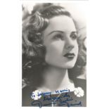 Deanna Durbin signed 3.5 x 5.5 inch photo to Jeremy. Condition 8/10. All autographs come with a
