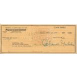 Clark Gable signed 1950 bank cheque, $5.84 to Crawfords Inc. Security First National Bank