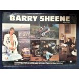 Barry Sheene signed 34 x 23 inch motor cycle poster to Jim, some wear and tear to edges.