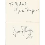 Liberal leader John Jeremy Thorpe and Marion Thorpe signed on two 6 x 4 cards.