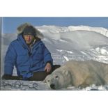 Sir David Attenborough signed 12 x 8 inch colour photo, with polar Bear. Condition 8/10.