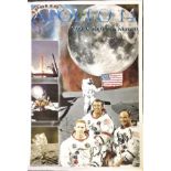 Apollo Astronaut Ed Mitchell signed 16 x 12 matt print of Apollo 14 poster. Condition 9/10.