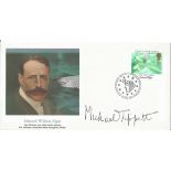 Conductor Sir Michael Tippett signed 1985 Edward Elgar FDC. Condition 8/10.