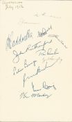 Cricket 1956 Australian Test squad signed Taunton hotel card. 12 autographs inc Jim Burke