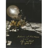 Apollo Astronaut Ed Mitchell signed 14 x 12 colour space book page of the Lunar lander