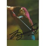 Seve Ballesteros signed 6 x 4 inch colour Fairways colour golf action postcard.
