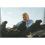 Sir David Attenborough signed 12 x 8 inch colour photo, with lizards. Condition 8/10.