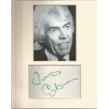 James Coburn autograph mounted with b/w photo to 10 x 8 inch overall. Condition 8/10.