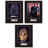 Set of 3 Stunning Displays! Friday 13th hand signed professionally mounted displays.