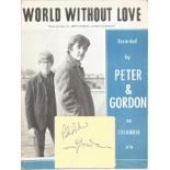 Peter & Gordon Singers Signed Album Page With Vintage World Without Love Sheet Music.