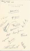 Cricket 1955 South African Test squad signed on Taunton hotel card. 15 autographs