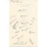 Cricket 1955 South African Test squad signed on Taunton hotel card. 15 autographs