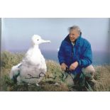 Sir David Attenborough signed 12 x 8 inch colour photo, with large white bird. Condition 8/10.