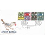 Mary Quant fashion designer signed 1982 Textiles FDC with neat, typed address. Condition 7/10.