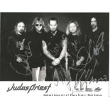 Judas Priest music band signed 7 x 5 inch b/w promo photo. Condition 8/10.