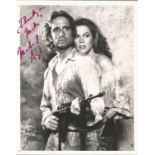 Romancing the Stone 10 x 8 inch b/w photo signed by M Douglas, K Turner signed card